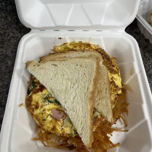 Western Omelet (added spinach,cheddar, and tomatoes)