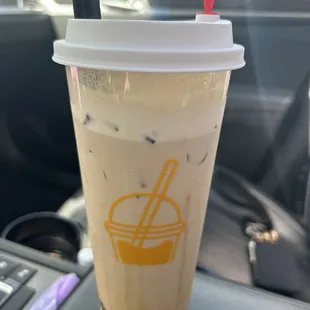 Brown sugar latte 50% sweet with tapioca Boba