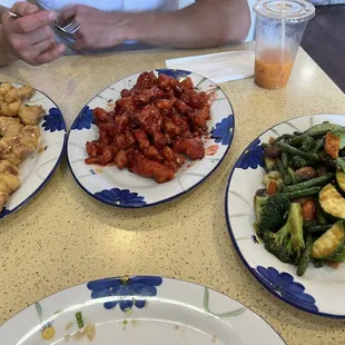 Salt &amp; Pepper Pork, Peking Pork, and Stir-Fried Mix Vegetables