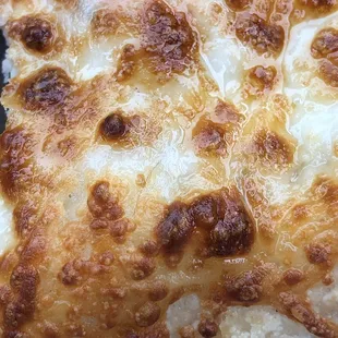 Cheese Pizza with a hair melted in it