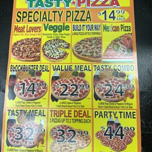 a variety of pizzas