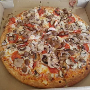 Large Pepperoni, Mushrooms, and Sausage