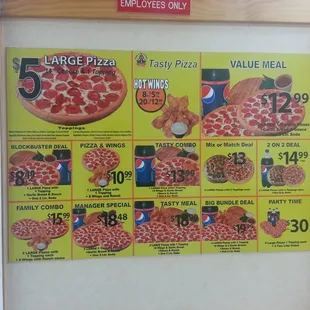 Tasty Pizza menu