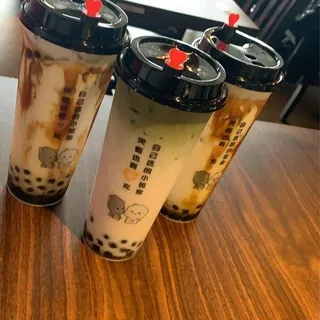 Rose Matcha Latte with Boba