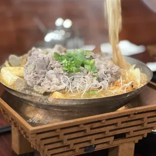 Taiwanese Hot Pot with stinky tofu on the side.