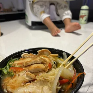Chicken Ramen with Veggie Broth