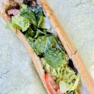 Grilled beef (steak) bánh mì - good