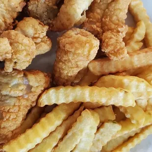 Catfish nuggets with French fries