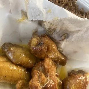 Buttery as* garlic parm wings. Dirty shrimp fried rice lol