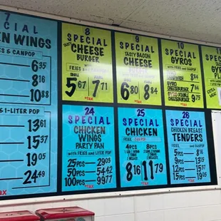 menus on the wall of a restaurant