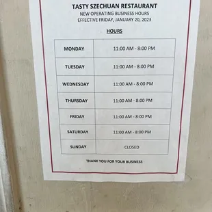 Hours as of Jan.2023