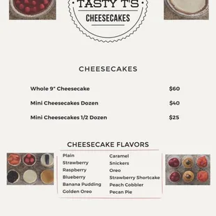 Our New Tasty T&apos;s Cheesecakes MENU