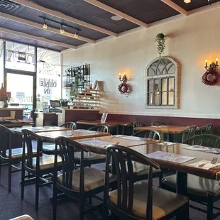 tables and chairs in a restaurant