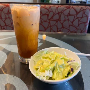 Thai Iced Tea and House Salad
