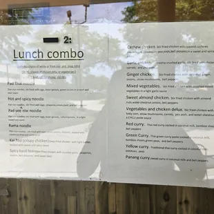 Lunch menu
