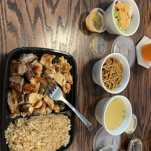 Their $21 steak and chicken hibachi with $3 add on.