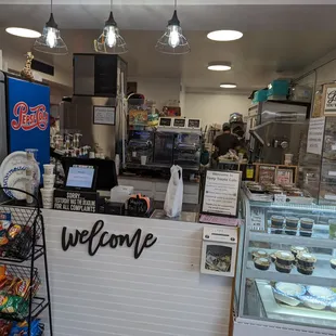 the interior of a cafe