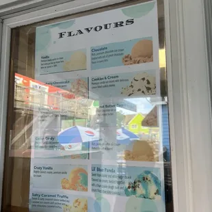 a menu in a window