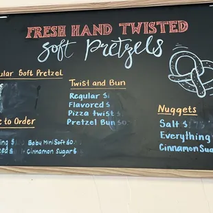 Regular Soft Pretzels and Soft Pretzel Twist options (prices changing for Oct 1, 2022)