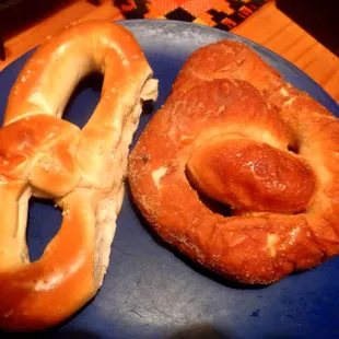 Left: traditional Philly pretzel, Right: cinnamon pretzel