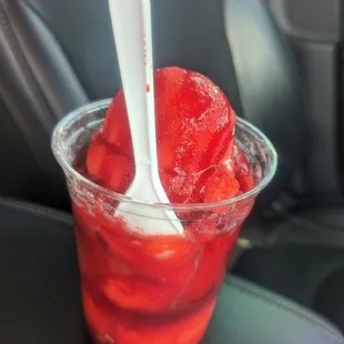 I had sour powder, watermelon and red chamoy! You literally can&apos;t go wrong with the texture of their snow cones!