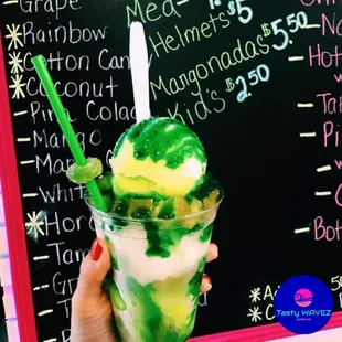Lime Italian Ice w Pickles and Pickle Chamoy