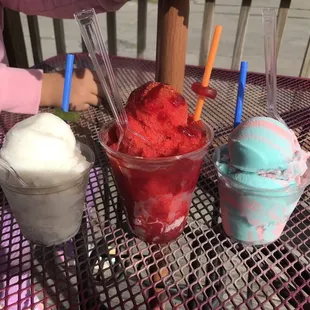Chamoyada raspa, cotton candy &amp; coconut Italian ice.