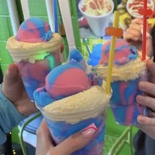 Italian Ice Cups (cotton candy with a scoop of ice cream)