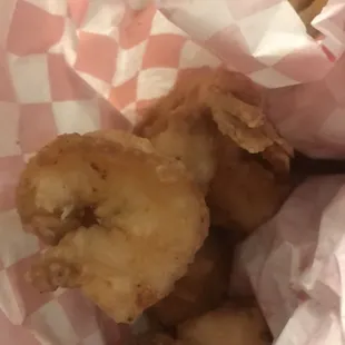 Shrimp, my camera sucks lol. They are bigger than they look.