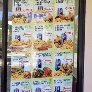 a menu for a fast food restaurant