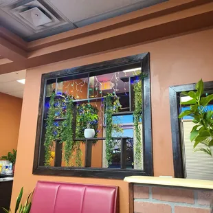 a window with plants in it