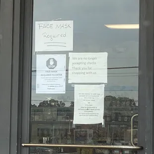 a sign in the window