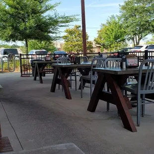 Covered outside, pet friendly seating