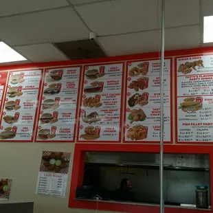 the menu of a fast food restaurant