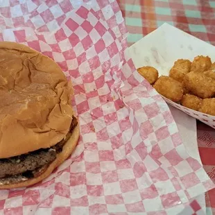 Popper burger and tater yots