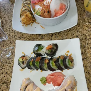 two plates of sushi