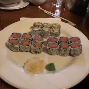 Combo D. Crunchy Spicy Tuna, Salmon and California Roll Combo