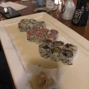 Combo B. Spicy Tuna, Salmon Avocado and Eel Cucumber Roll Combo