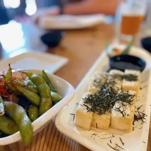 Spicy Edamame &amp; Agedashi Tofu