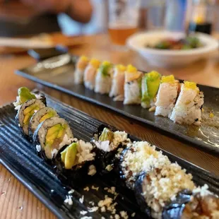 CUT ROLL Crunchy California Roll &amp;  CUT ROLL Albacore &amp; Avocado &amp; (Back Roll) Golden State
