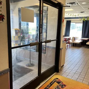 Dirty glass throughout the entire place.