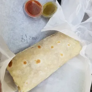 Breakfast burrito w/ green chili inside