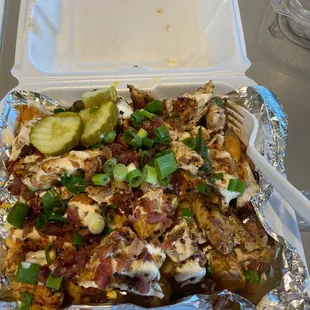 Chicken Bacon Ranch Tots. See how big that is?! That plate is HEAVY!