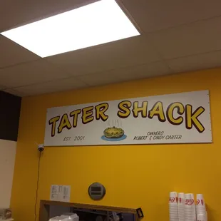 a sign for tater shack