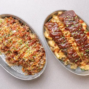 two servings of food on a table