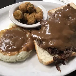 Open faced Roast Beef Dinner