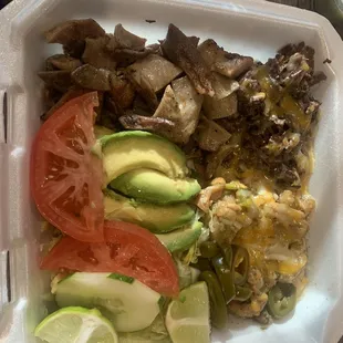 Plate w/buche, cabeza, &amp; chicharrones. Requested no beans or rice