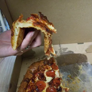 This is one of the worst pizzas I have ever had. It was so thin you had to cut it up to eat it and so greasy you could not taste the topping