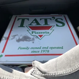 Traveling Tat's pizza box!