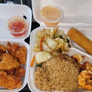 Shrimp lunch special. And chicken karage. Excellent.